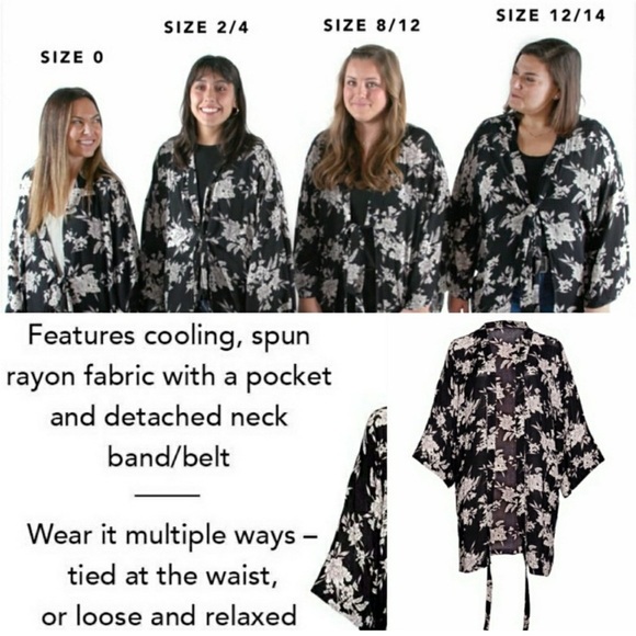 Spiritual Gangster OS Maya Black Floral Long Kimono One Size Casual - Picture 12 of 13